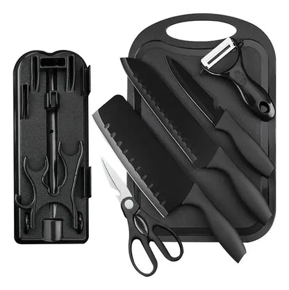 🔪🖤 BLACK KNIFE SET — 7 PIEZAS