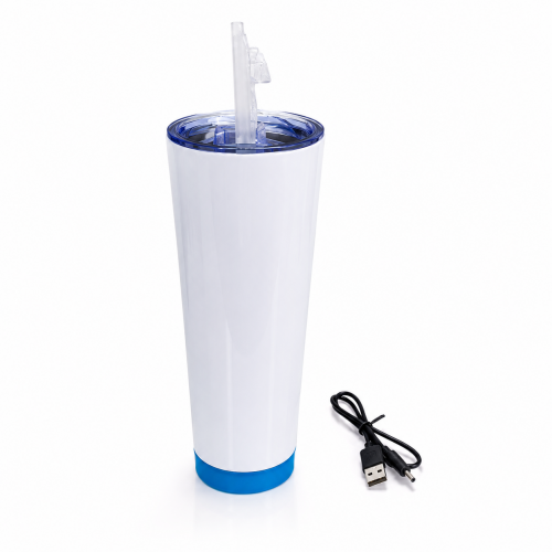 🥤🎶 VASO BLANCO CON BOCINA PARA SUBLIMAR